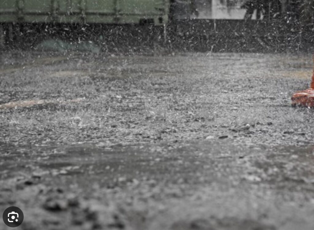 rain on concrete driveway